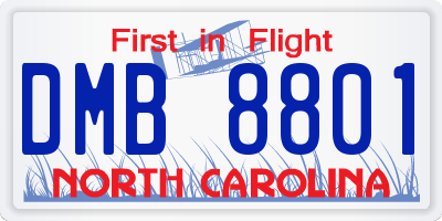 NC license plate DMB8801