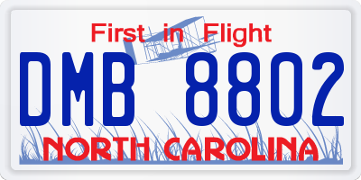 NC license plate DMB8802