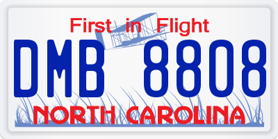 NC license plate DMB8808