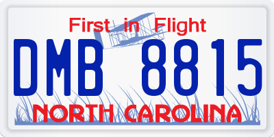 NC license plate DMB8815