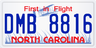 NC license plate DMB8816