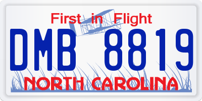 NC license plate DMB8819