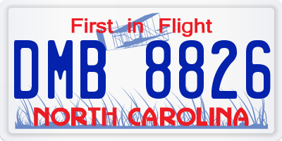 NC license plate DMB8826