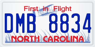 NC license plate DMB8834