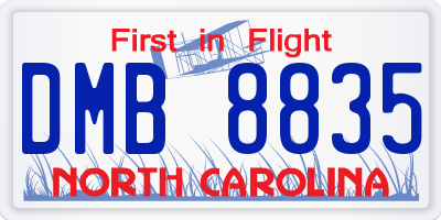 NC license plate DMB8835