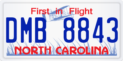 NC license plate DMB8843