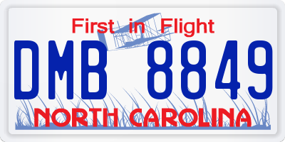 NC license plate DMB8849