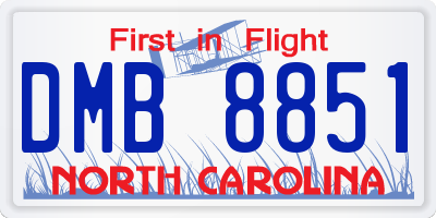 NC license plate DMB8851