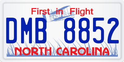 NC license plate DMB8852