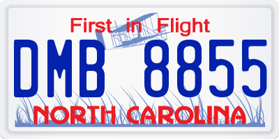 NC license plate DMB8855