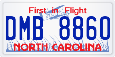 NC license plate DMB8860