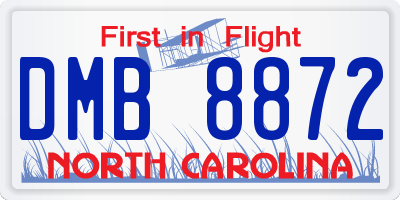 NC license plate DMB8872