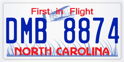 NC license plate DMB8874