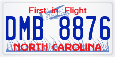 NC license plate DMB8876