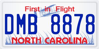 NC license plate DMB8878