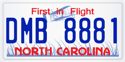 NC license plate DMB8881