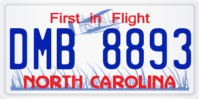 NC license plate DMB8893