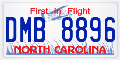 NC license plate DMB8896