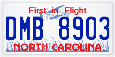 NC license plate DMB8903