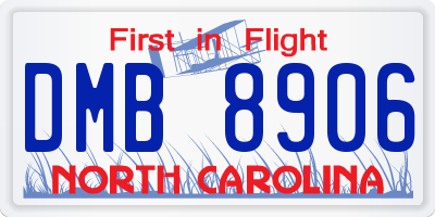 NC license plate DMB8906