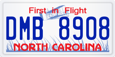 NC license plate DMB8908