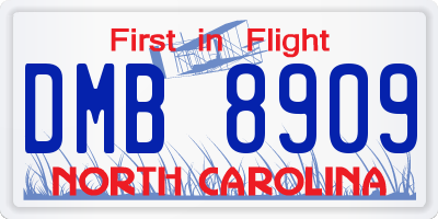 NC license plate DMB8909