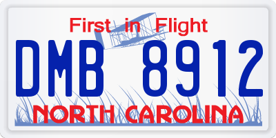 NC license plate DMB8912