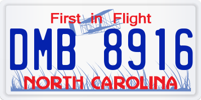 NC license plate DMB8916