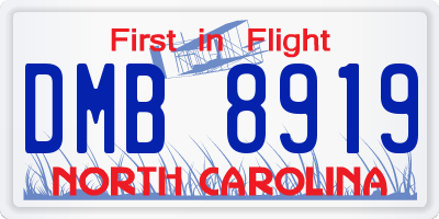 NC license plate DMB8919