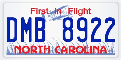 NC license plate DMB8922