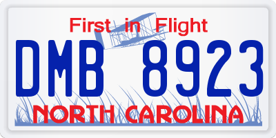 NC license plate DMB8923
