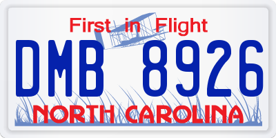 NC license plate DMB8926