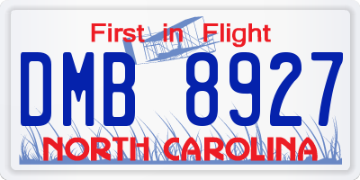 NC license plate DMB8927