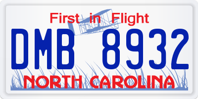 NC license plate DMB8932