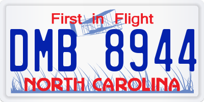 NC license plate DMB8944