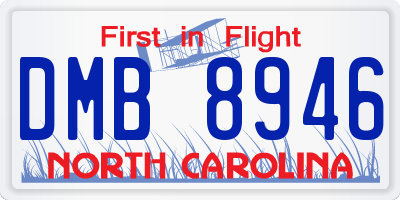 NC license plate DMB8946