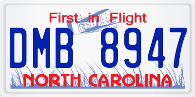 NC license plate DMB8947
