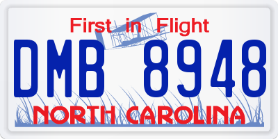 NC license plate DMB8948