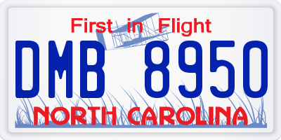 NC license plate DMB8950