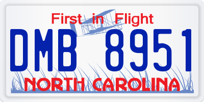 NC license plate DMB8951