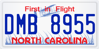 NC license plate DMB8955