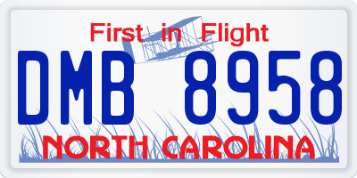 NC license plate DMB8958