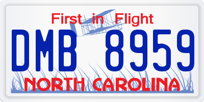 NC license plate DMB8959