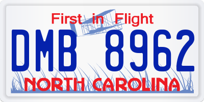NC license plate DMB8962