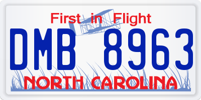 NC license plate DMB8963