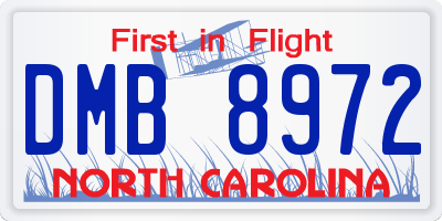 NC license plate DMB8972