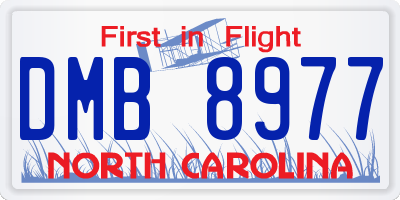 NC license plate DMB8977