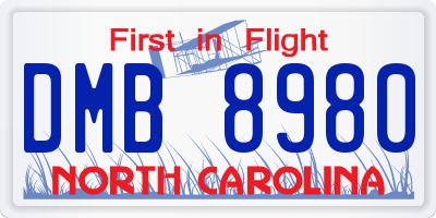 NC license plate DMB8980