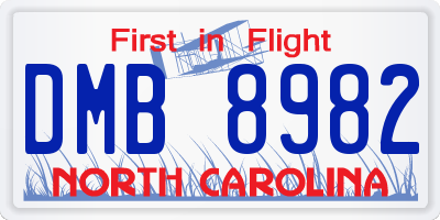 NC license plate DMB8982