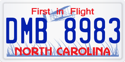 NC license plate DMB8983